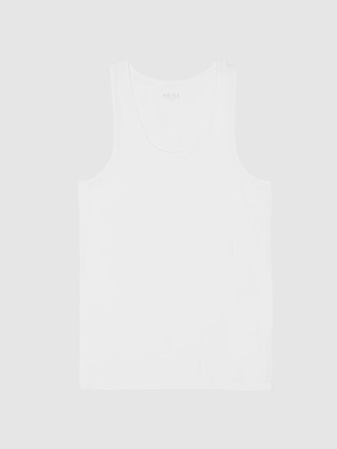Reiss White Vinnie Stretch Organic Cotton Nightwear Vest