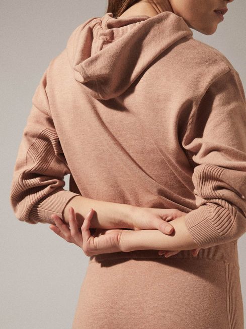Reiss Camel Jodie Knitted Hoodie Dress 