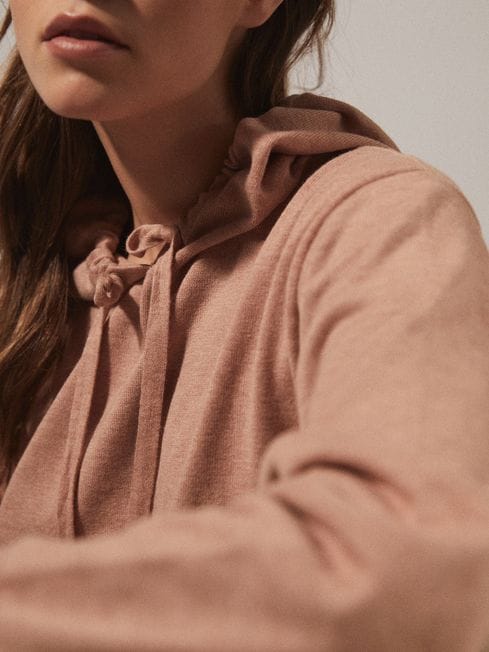Reiss Camel Jodie Knitted Hoodie Dress 