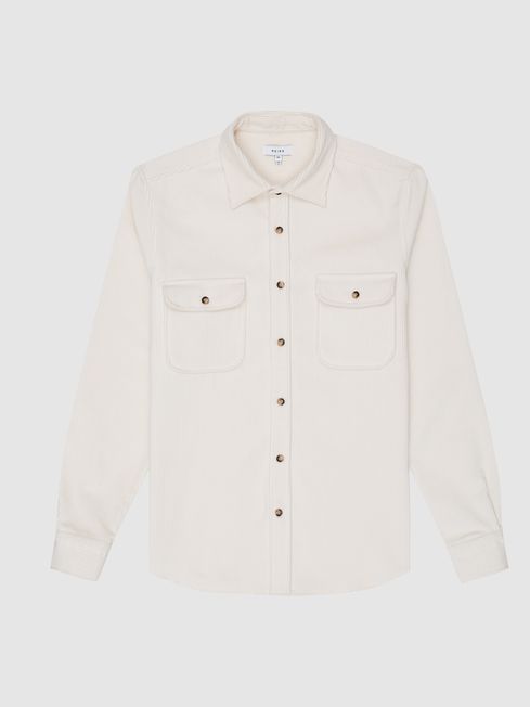 Reiss Ecru Maldini Corduroy Overshirt 