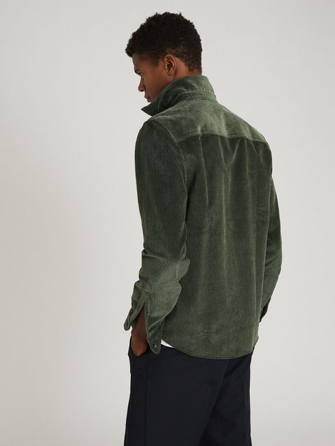 Reiss Green Maldini Corduroy Overshirt 