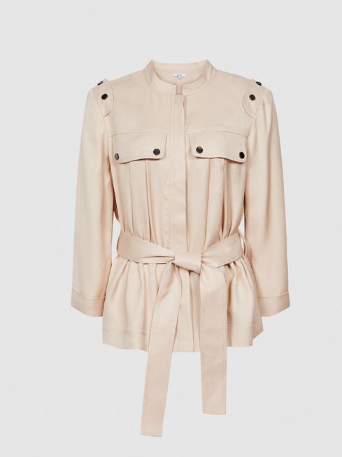 Reiss Neutral Olivia Belted Utility 