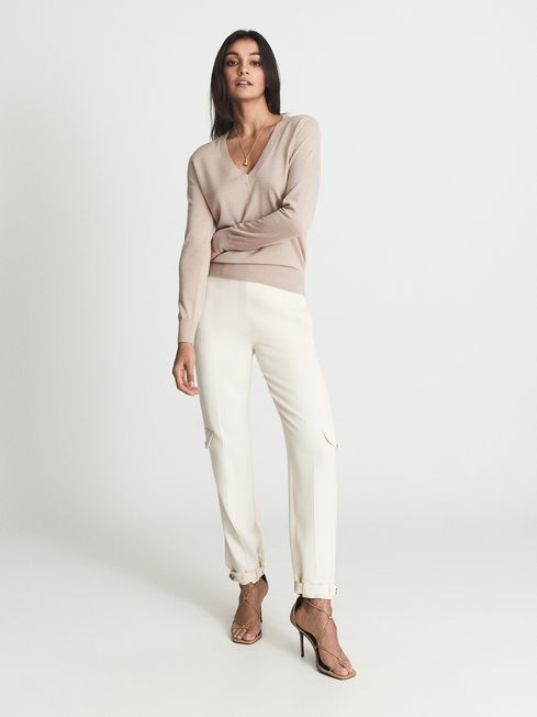 Reiss Nude Anna Merino Wool V Neck 