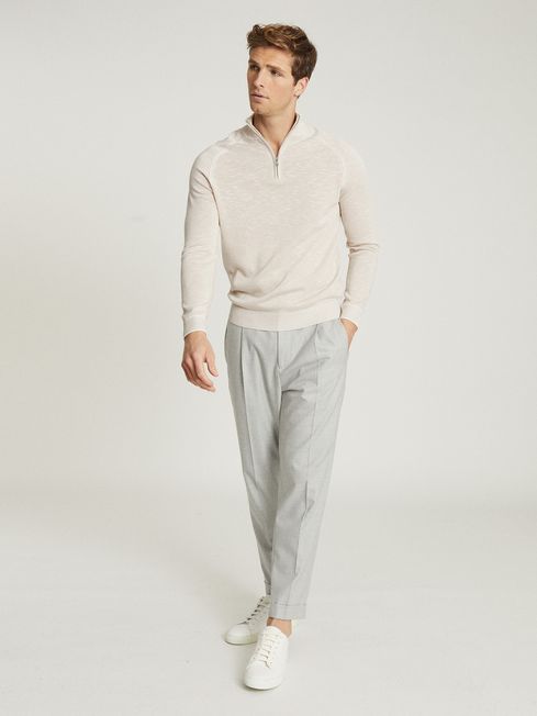 Reiss Oatmeal Jack Melange Zip Neck 