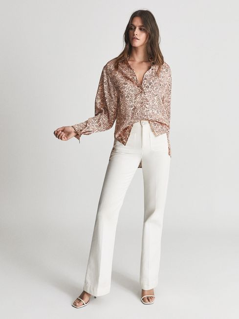 Reiss Pink Ema Paisley Printed Shirt 