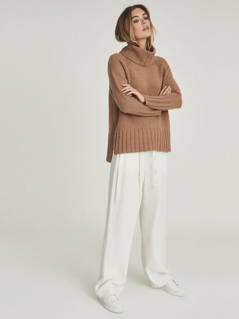 Reiss Camel Eve Wool Cashmere Blend 