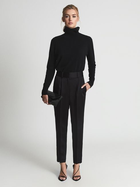 Reiss Elyssah Satin Pleated Trousers 