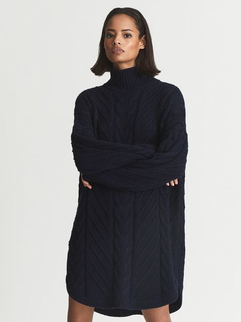 Reiss Navy Laura Cable Knit Tunic - REISS
