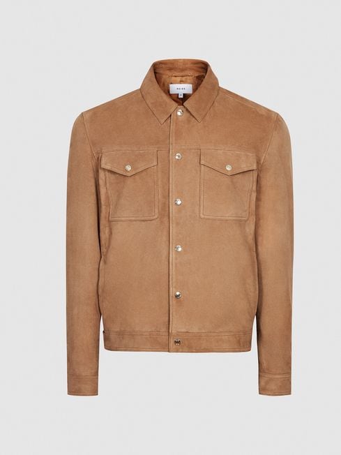 Reiss Tobacco Jagger Suede Trucker 