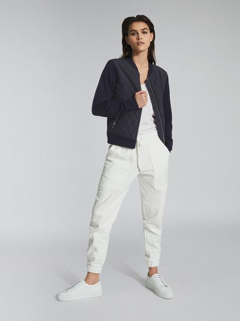 Reiss Navy Ayla Hybrid Zip Through 