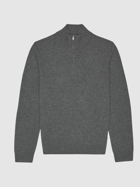 100% Cashmere Zip Neck Jumper - REISS