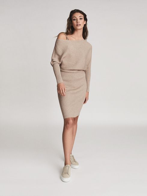 shoulder Ribbed Dress | REISS Australia