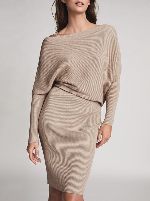 shoulder Ribbed Dress | REISS Australia
