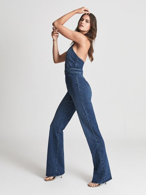 Reiss Blue Pennie Denim Halterneck 