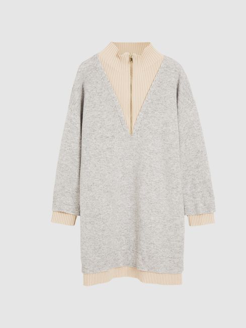 Reiss Grey Marci Junior Panelled Ribbed 