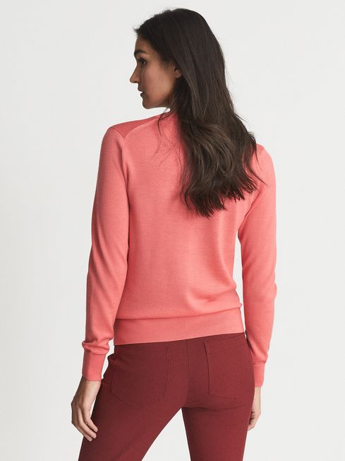 Reiss Coral Anna Merino Wool V Neck 