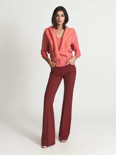 Reiss Coral Anna Merino Wool V Neck 