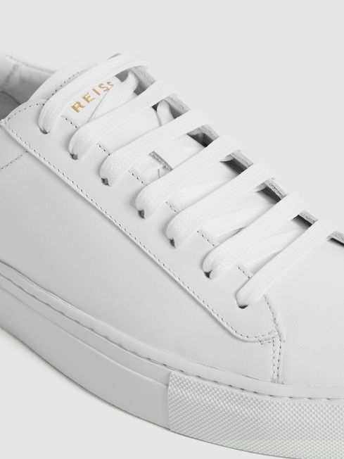 Reiss White Finley Leather Trainers