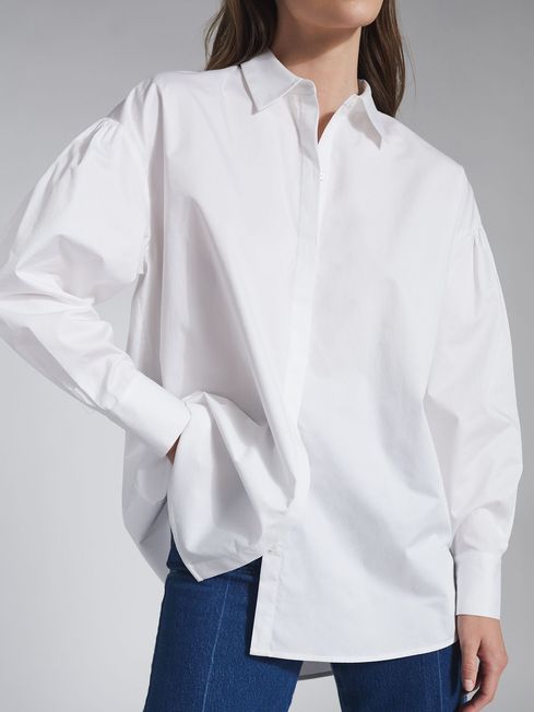 Reiss White Tanya Cotton Oversized Shirt