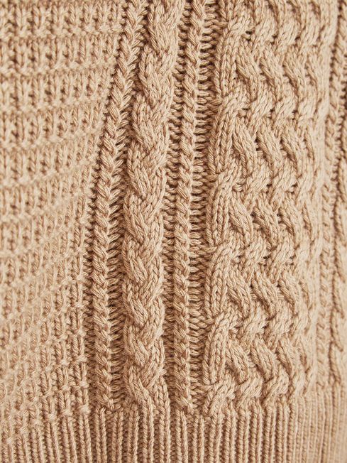 Reiss Camel Ali Junior Cable Knit 