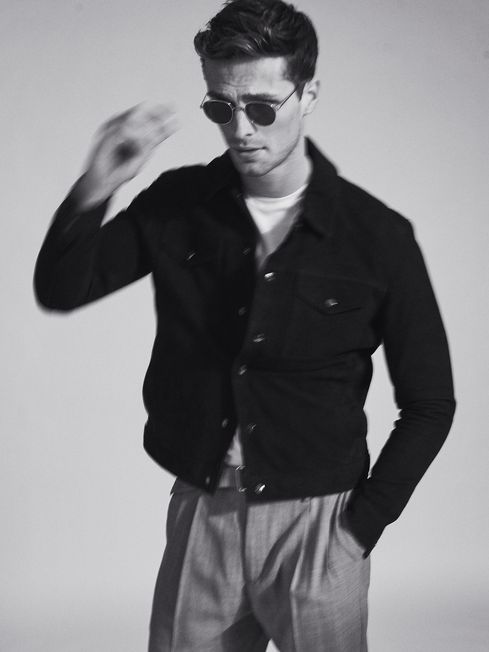 Reiss Washed Black Jagger Suede Trucker 