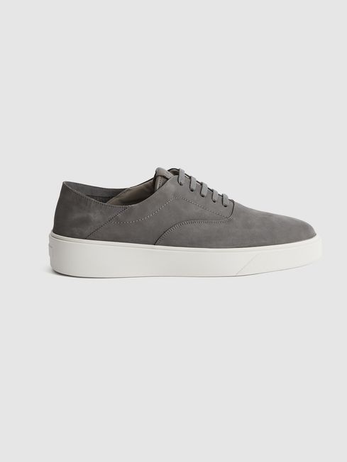 Reiss Grey Acer Nubuck Lace-Up Trainers 