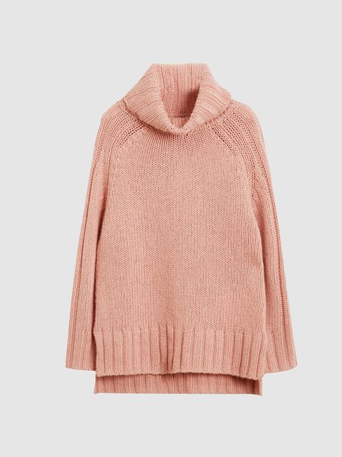 Reiss Pink Stevie Cashmere Mix Roll 
