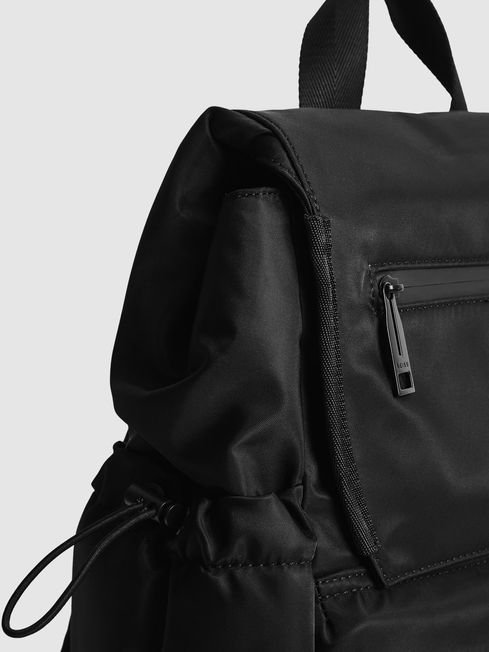Reiss Black Lennox Small Nylon Backpack 