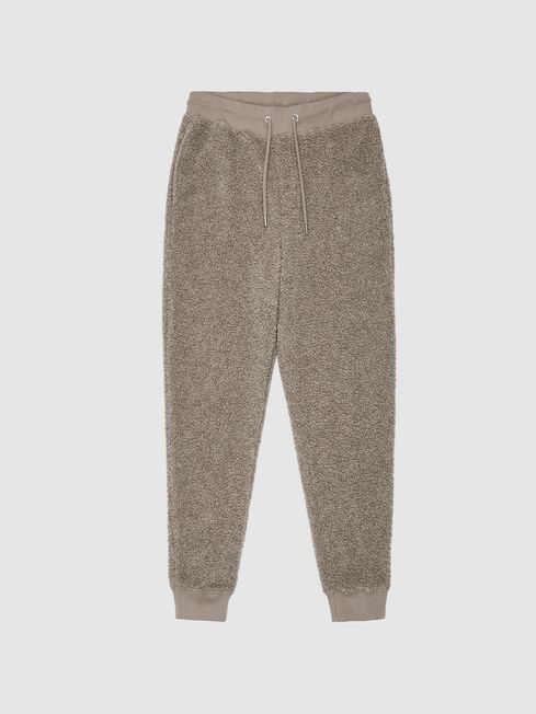 Reiss Mocha Eric Sherpa Joggers | REISS 
