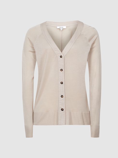 Reiss Blush Paloma Fine Jersey Cardigan 
