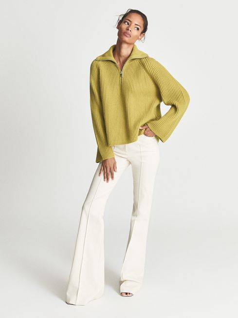 Reiss Janette Ribbed Zip Neck Jumper 