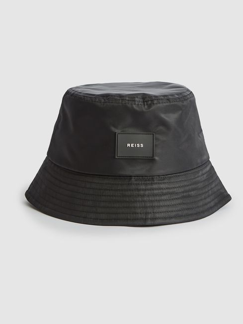 Reiss Black Anderson Canvas Bucket Hat 