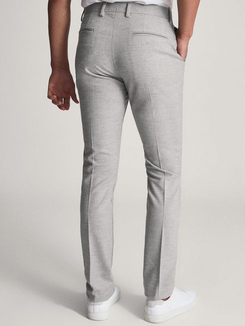 Reiss Soft Grey Granual Slim Leg Wool 
