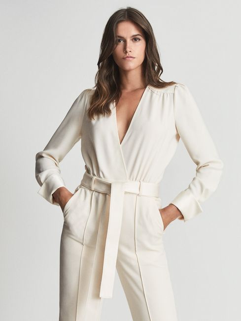 Reiss Ivory Luka Regular Tux Jumpsuit 