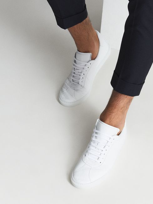 Reiss white leather trainers