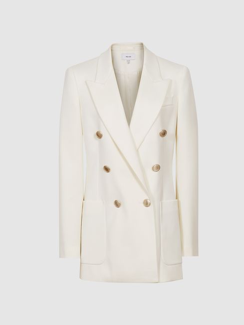 Double Breasted Twill Blazer - REISS