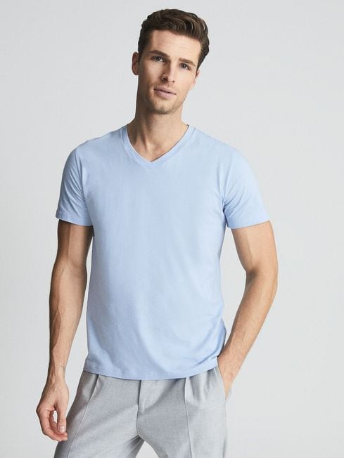 Reiss Soft Blue Dayton V-neck T-shirt