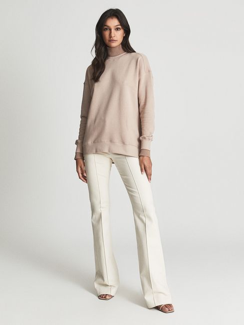 Reiss Camel Robyn Ribbed Roll-neck Sweater