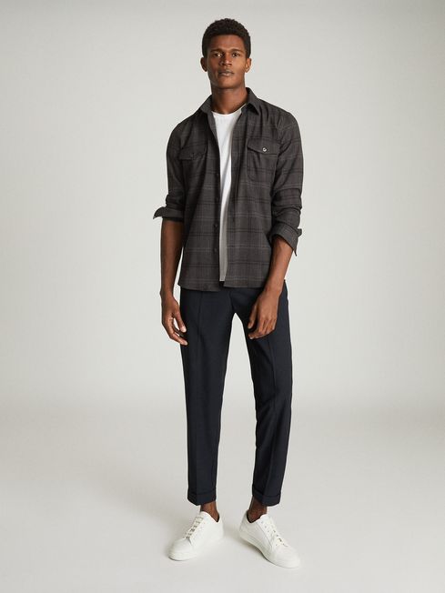 Reiss Black Grisham Checked Overshirt 