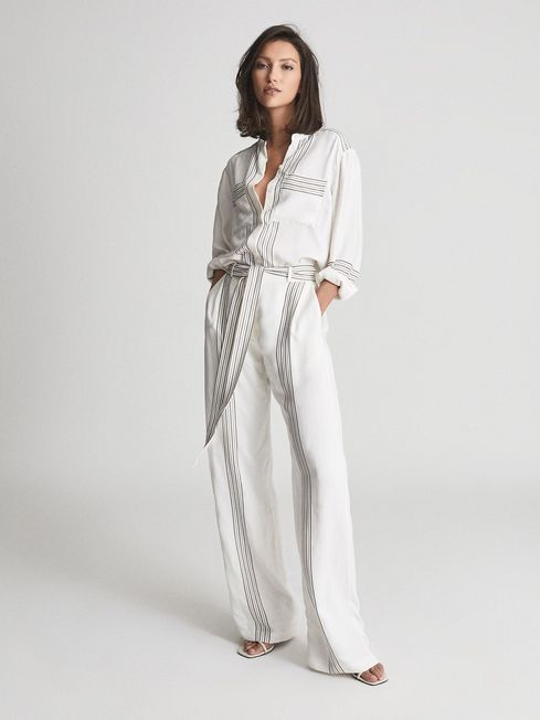 Reiss Ivory Sedona Striped Jumpsuit 