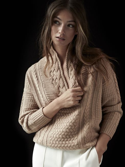 Reiss Ali Cable Knit Cashmere Mix 