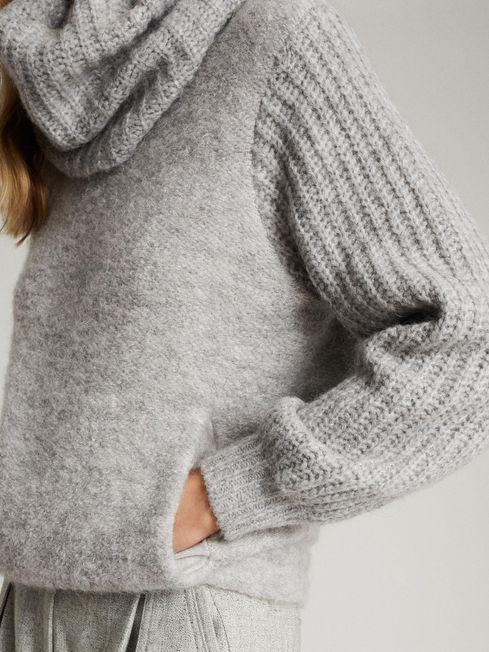 Reiss Grey Marl Emma Chunky Roll Neck 