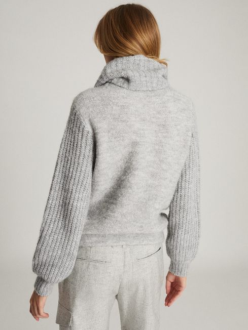 Reiss Grey Marl Emma Chunky Roll Neck 