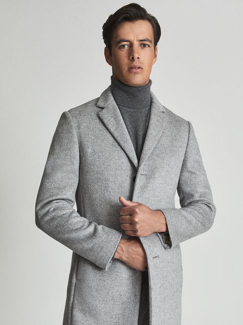 Reiss Soft Grey Gable Wool-blend Epsom 