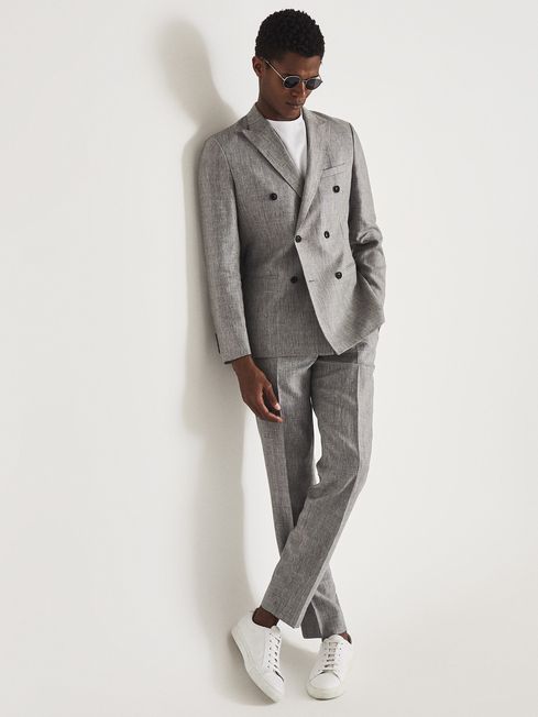 Reiss Grey Cab Puppytooth Check Slim 