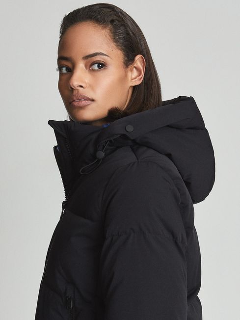 Reiss Black Thea Short Puffer Jacket 