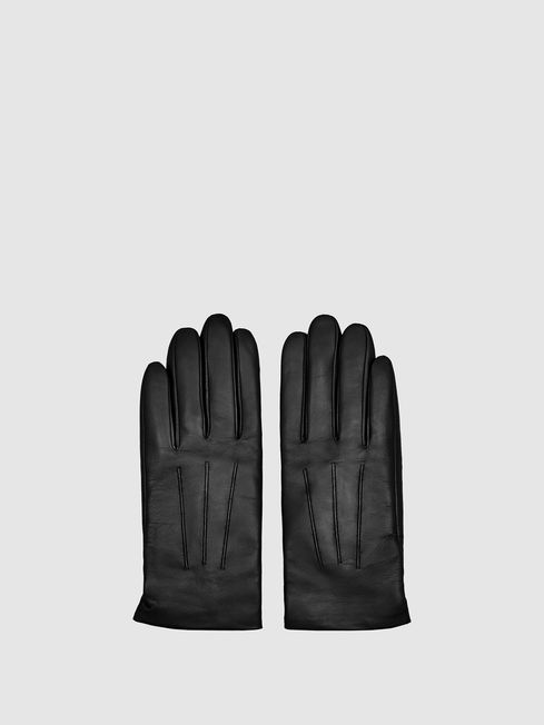 Reiss Black Gabrielle Leather Gloves