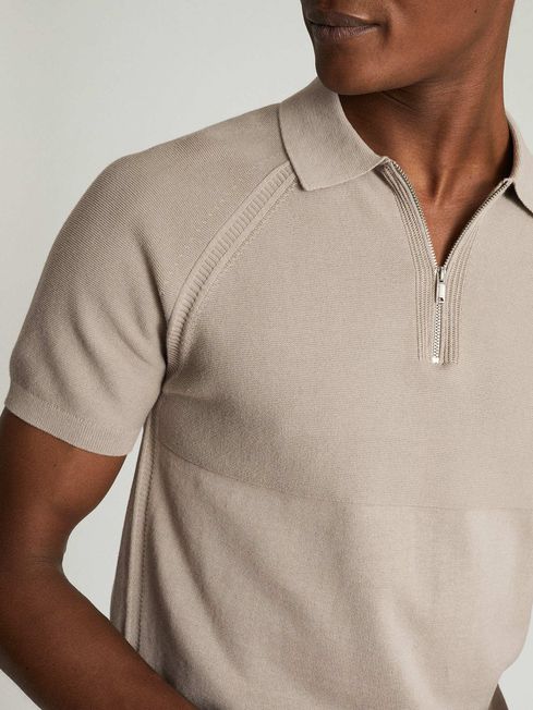 Reiss Putty Columbus Cotton Zip Neck 