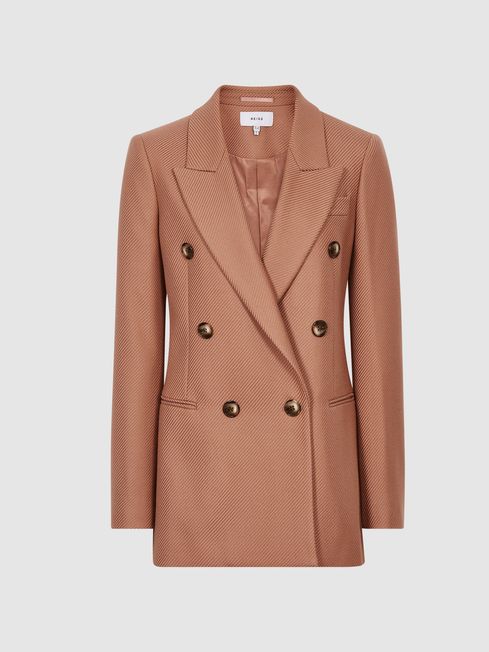 Reiss Pink Skye Double Breasted Wool 