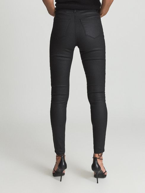 Reiss Lux Coated Mid Rise Skinny Jeans 